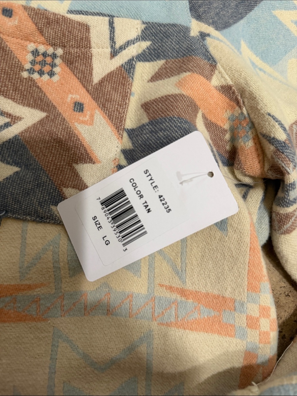 Women’s Aztec Print Button-Up Shirt Jacket in Cream & Blue - Picture 4 of 5